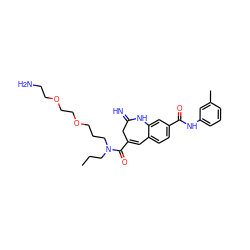 CCCN(CCCOCCOCCN)C(=O)C1=Cc2ccc(C(=O)Nc3cccc(C)c3)cc2NC(=N)C1 ZINC001772657046