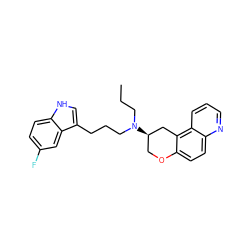 CCCN(CCCc1c[nH]c2ccc(F)cc12)[C@@H]1COc2ccc3ncccc3c2C1 ZINC000028821548