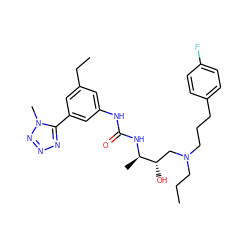 CCCN(CCCc1ccc(F)cc1)C[C@H](O)[C@@H](C)NC(=O)Nc1cc(CC)cc(-c2nnnn2C)c1 ZINC000029039069