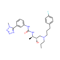 CCCN(CCCc1ccc(F)cc1)C[C@H](O)[C@@H](C)NC(=O)Nc1cccc(-c2nnnn2C)c1 ZINC000029039051