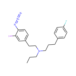 CCCN(CCCc1ccc(F)cc1)CCc1ccc(N=[N+]=[N-])c(I)c1 ZINC000049802874