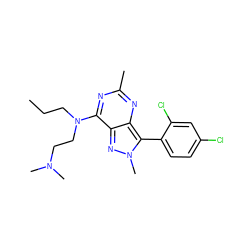 CCCN(CCN(C)C)c1nc(C)nc2c(-c3ccc(Cl)cc3Cl)n(C)nc12 ZINC000013445129