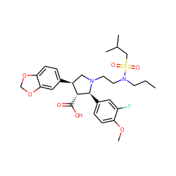 CCCN(CCN1C[C@H](c2ccc3c(c2)OCO3)[C@@H](C(=O)O)[C@@H]1c1ccc(OC)c(F)c1)S(=O)(=O)CC(C)C ZINC000026968173