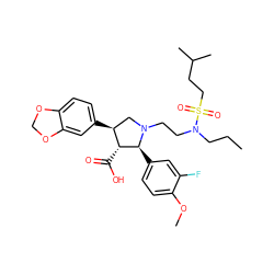 CCCN(CCN1C[C@H](c2ccc3c(c2)OCO3)[C@@H](C(=O)O)[C@@H]1c1ccc(OC)c(F)c1)S(=O)(=O)CCC(C)C ZINC000026964198