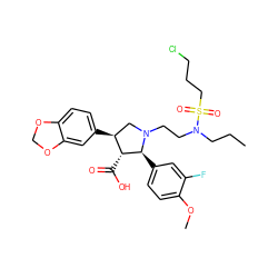 CCCN(CCN1C[C@H](c2ccc3c(c2)OCO3)[C@@H](C(=O)O)[C@@H]1c1ccc(OC)c(F)c1)S(=O)(=O)CCCCl ZINC000026947207