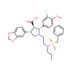 CCCN(CCN1C[C@H](c2ccc3c(c2)OCO3)[C@@H](C(=O)O)[C@@H]1c1ccc(OC)c(F)c1)S(=O)(=O)Cc1ccccc1 ZINC000026967194