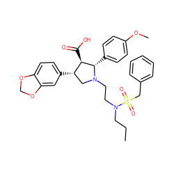 CCCN(CCN1C[C@H](c2ccc3c(c2)OCO3)[C@@H](C(=O)O)[C@@H]1c1ccc(OC)cc1)S(=O)(=O)Cc1ccccc1 ZINC000026968596