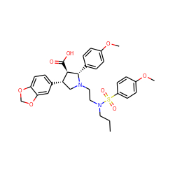 CCCN(CCN1C[C@H](c2ccc3c(c2)OCO3)[C@@H](C(=O)O)[C@@H]1c1ccc(OC)cc1)S(=O)(=O)c1ccc(OC)cc1 ZINC000026976064