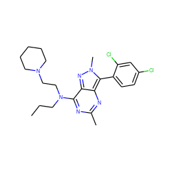 CCCN(CCN1CCCCC1)c1nc(C)nc2c(-c3ccc(Cl)cc3Cl)n(C)nc12 ZINC000013445135