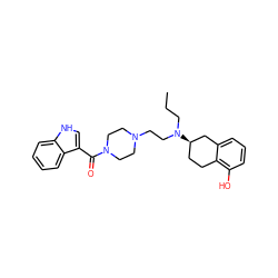 CCCN(CCN1CCN(C(=O)c2c[nH]c3ccccc23)CC1)[C@@H]1CCc2c(O)cccc2C1 ZINC000043060008