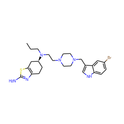 CCCN(CCN1CCN(Cc2c[nH]c3ccc(Br)cc23)CC1)[C@H]1CCc2nc(N)sc2C1 ZINC000653807452