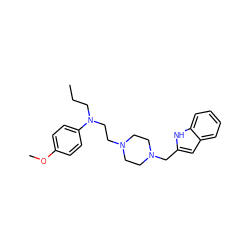 CCCN(CCN1CCN(Cc2cc3ccccc3[nH]2)CC1)c1ccc(OC)cc1 ZINC000473136406