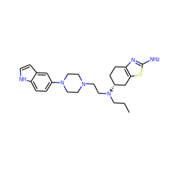 CCCN(CCN1CCN(c2ccc3[nH]ccc3c2)CC1)[C@@H]1CCc2nc(N)sc2C1 ZINC000095572396