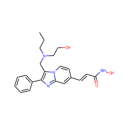 CCCN(CCO)Cc1c(-c2ccccc2)nc2cc(/C=C/C(=O)NO)ccn12 ZINC000136843057