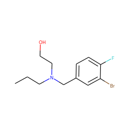 CCCN(CCO)Cc1ccc(F)c(Br)c1 ZINC000000278994