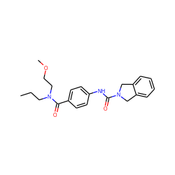 CCCN(CCOC)C(=O)c1ccc(NC(=O)N2Cc3ccccc3C2)cc1 ZINC000167417204