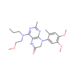 CCCN(CCOC)c1nc(C)nc2c1NC(=O)CN2c1cc(OC)c(OC)cc1C ZINC000014975068