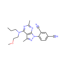 CCCN(CCOC)c1nc(C)nc2c1c(C)nn2-c1ccc(C#N)cc1C#N ZINC000045320706