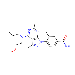 CCCN(CCOC)c1nc(C)nc2c1c(C)nn2-c1ccc(C(N)=O)cc1C ZINC000045253901