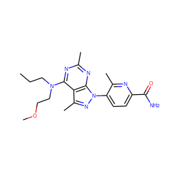 CCCN(CCOC)c1nc(C)nc2c1c(C)nn2-c1ccc(C(N)=O)nc1C ZINC000045298961