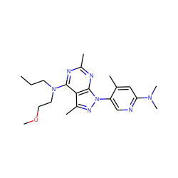 CCCN(CCOC)c1nc(C)nc2c1c(C)nn2-c1cnc(N(C)C)cc1C ZINC000045316654