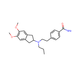 CCCN(CCc1ccc(C(N)=O)cc1)C1Cc2cc(OC)c(OC)cc2C1 ZINC000013471438