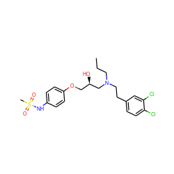 CCCN(CCc1ccc(Cl)c(Cl)c1)C[C@H](O)COc1ccc(NS(C)(=O)=O)cc1 ZINC000034312228