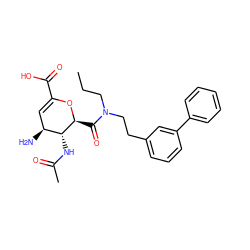 CCCN(CCc1cccc(-c2ccccc2)c1)C(=O)[C@@H]1OC(C(=O)O)=C[C@H](N)[C@H]1NC(C)=O ZINC000013778793