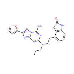 CCCN(CCc1cccc2c1CC(=O)N2)c1nc(N)n2nc(-c3ccco3)nc2n1 ZINC000299861073