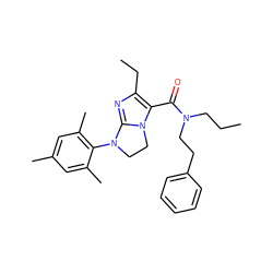 CCCN(CCc1ccccc1)C(=O)c1c(CC)nc2n1CCN2c1c(C)cc(C)cc1C ZINC000028347560