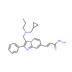 CCCN(Cc1c(-c2ccccc2)nc2cc(/C=C/C(=O)NO)ccn12)CC1CC1 ZINC000136855176