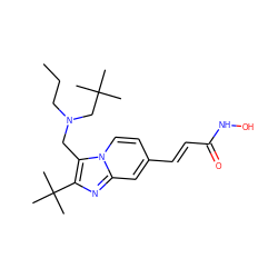 CCCN(Cc1c(C(C)(C)C)nc2cc(/C=C/C(=O)NO)ccn12)CC(C)(C)C ZINC000169700787