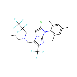 CCCN(Cc1c(C(F)(F)F)nc2n(-c3c(C)cc(C)cc3C)c(Cl)cn12)CC(F)(F)C(F)(F)F ZINC000049777107