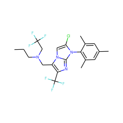 CCCN(Cc1c(C(F)(F)F)nc2n(-c3c(C)cc(C)cc3C)c(Cl)cn12)CC(F)(F)F ZINC000049035174