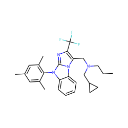 CCCN(Cc1c(C(F)(F)F)nc2n(-c3c(C)cc(C)cc3C)c3ccccc3n12)CC1CC1 ZINC000028456195