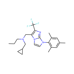 CCCN(Cc1c(C(F)(F)F)nc2n(-c3c(C)cc(C)cc3C)ccn12)CC1CC1 ZINC000049089635