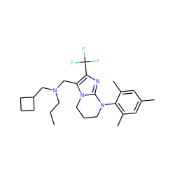 CCCN(Cc1c(C(F)(F)F)nc2n1CCCN2c1c(C)cc(C)cc1C)CC1CCC1 ZINC000049125032