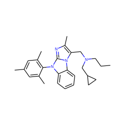 CCCN(Cc1c(C)nc2n(-c3c(C)cc(C)cc3C)c3ccccc3n12)CC1CC1 ZINC000028462845