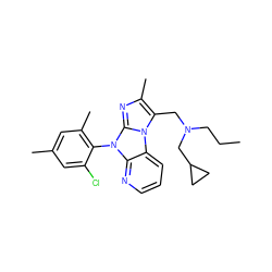 CCCN(Cc1c(C)nc2n(-c3c(C)cc(C)cc3Cl)c3ncccc3n12)CC1CC1 ZINC000028903413