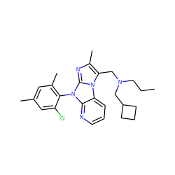 CCCN(Cc1c(C)nc2n(-c3c(C)cc(C)cc3Cl)c3ncccc3n12)CC1CCC1 ZINC000028903684