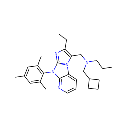 CCCN(Cc1c(CC)nc2n(-c3c(C)cc(C)cc3C)c3ncccc3n12)CC1CCC1 ZINC000028903388