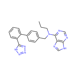 CCCN(Cc1ccc(-c2ccccc2-c2nnn[nH]2)cc1)c1ncnc2[nH]cnc12 ZINC000029415817