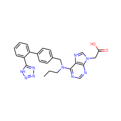 CCCN(Cc1ccc(-c2ccccc2-c2nnn[nH]2)cc1)c1ncnc2c1ncn2CC(=O)O ZINC000000833789