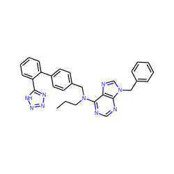 CCCN(Cc1ccc(-c2ccccc2-c2nnn[nH]2)cc1)c1ncnc2c1ncn2Cc1ccccc1 ZINC000029471362