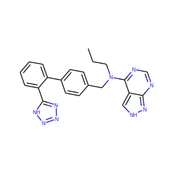 CCCN(Cc1ccc(-c2ccccc2-c2nnn[nH]2)cc1)c1ncnc2n[nH]cc12 ZINC000029469440