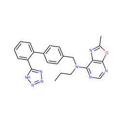 CCCN(Cc1ccc(-c2ccccc2-c2nnn[nH]2)cc1)c1ncnc2oc(C)nc12 ZINC000029479035