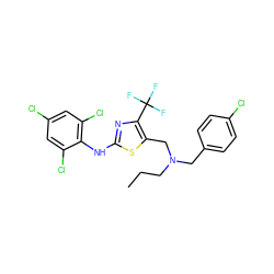 CCCN(Cc1ccc(Cl)cc1)Cc1sc(Nc2c(Cl)cc(Cl)cc2Cl)nc1C(F)(F)F ZINC000028119793