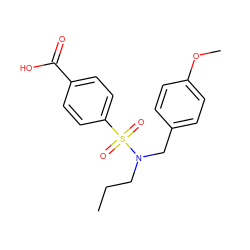 CCCN(Cc1ccc(OC)cc1)S(=O)(=O)c1ccc(C(=O)O)cc1 ZINC000059081414