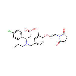 CCCN(Cc1ccc(OCCN2C(=O)CCC2=O)c(C)c1)[C@@H](CC(=O)O)c1ccc(Cl)cc1 ZINC000142791490