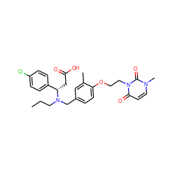 CCCN(Cc1ccc(OCCn2c(=O)ccn(C)c2=O)c(C)c1)[C@@H](CC(=O)O)c1ccc(Cl)cc1 ZINC000207213007